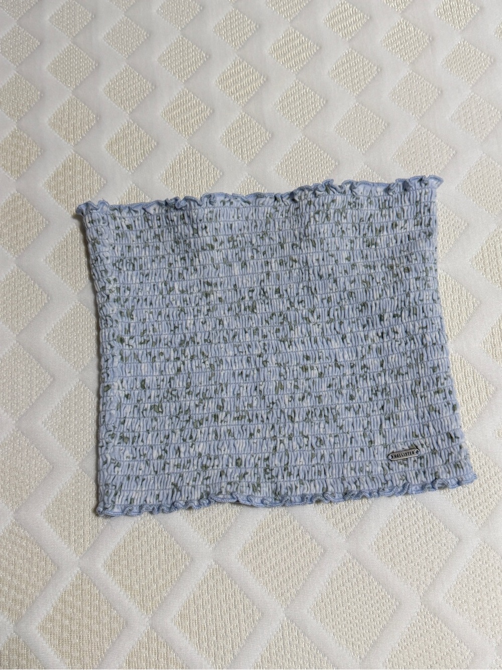 Hollister Light Blue Smocked Tube Crop Top